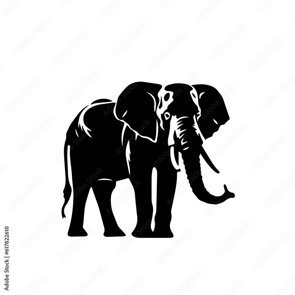 Fototapeta premium elephant black and white vector illustration