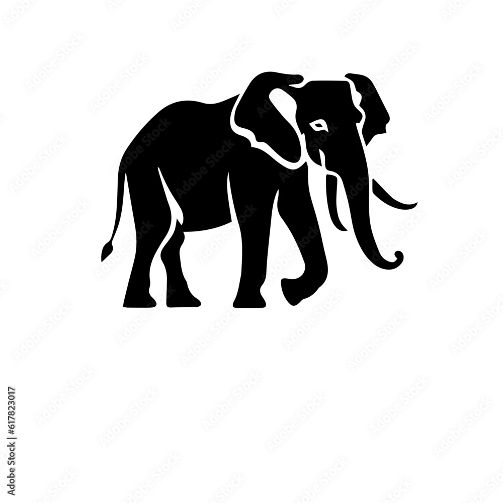 Obraz premium elephant black and white vector illustration