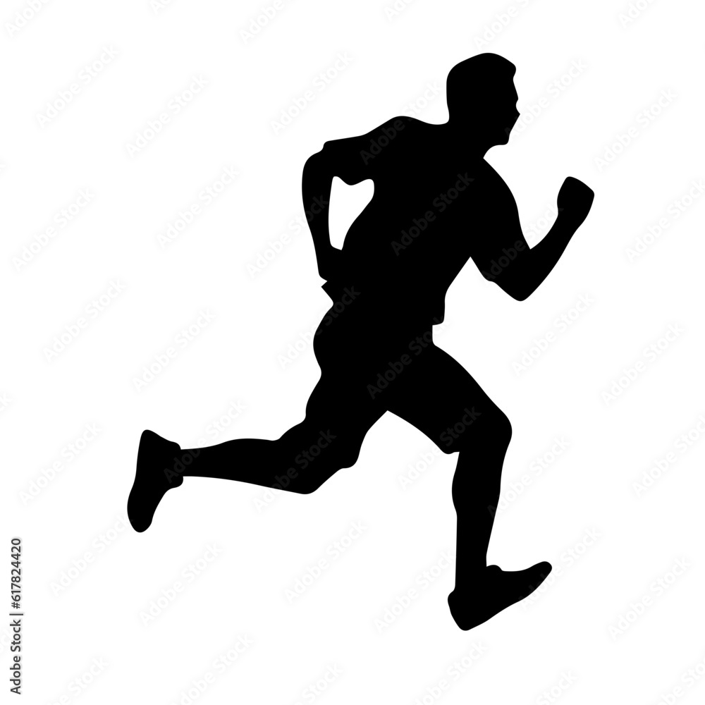 Silhouette of a running man or jogger or sprinter Silhouette of a running man or jogger or sprinter