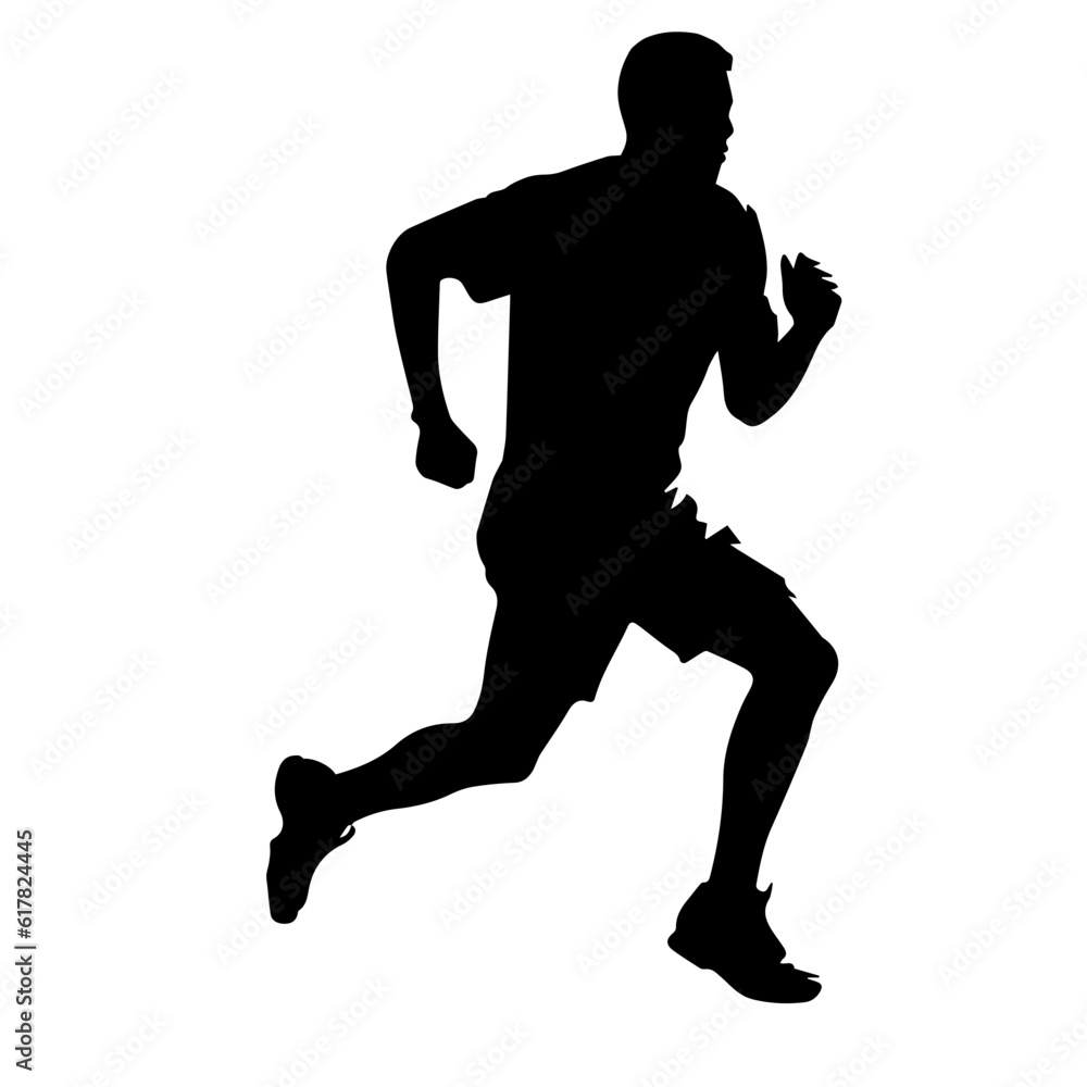 Silhouette of a running man or jogger or sprinter