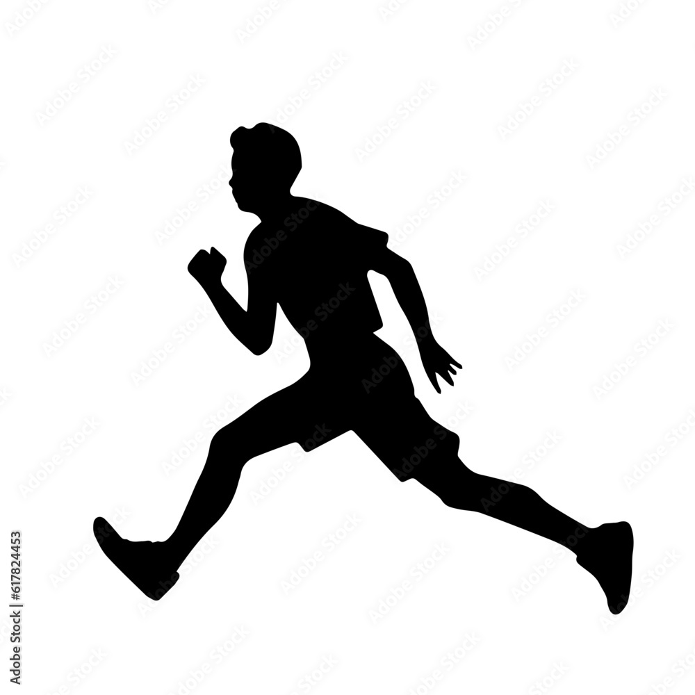 Fototapeta premium Silhouette of a running man or jogger or sprinter