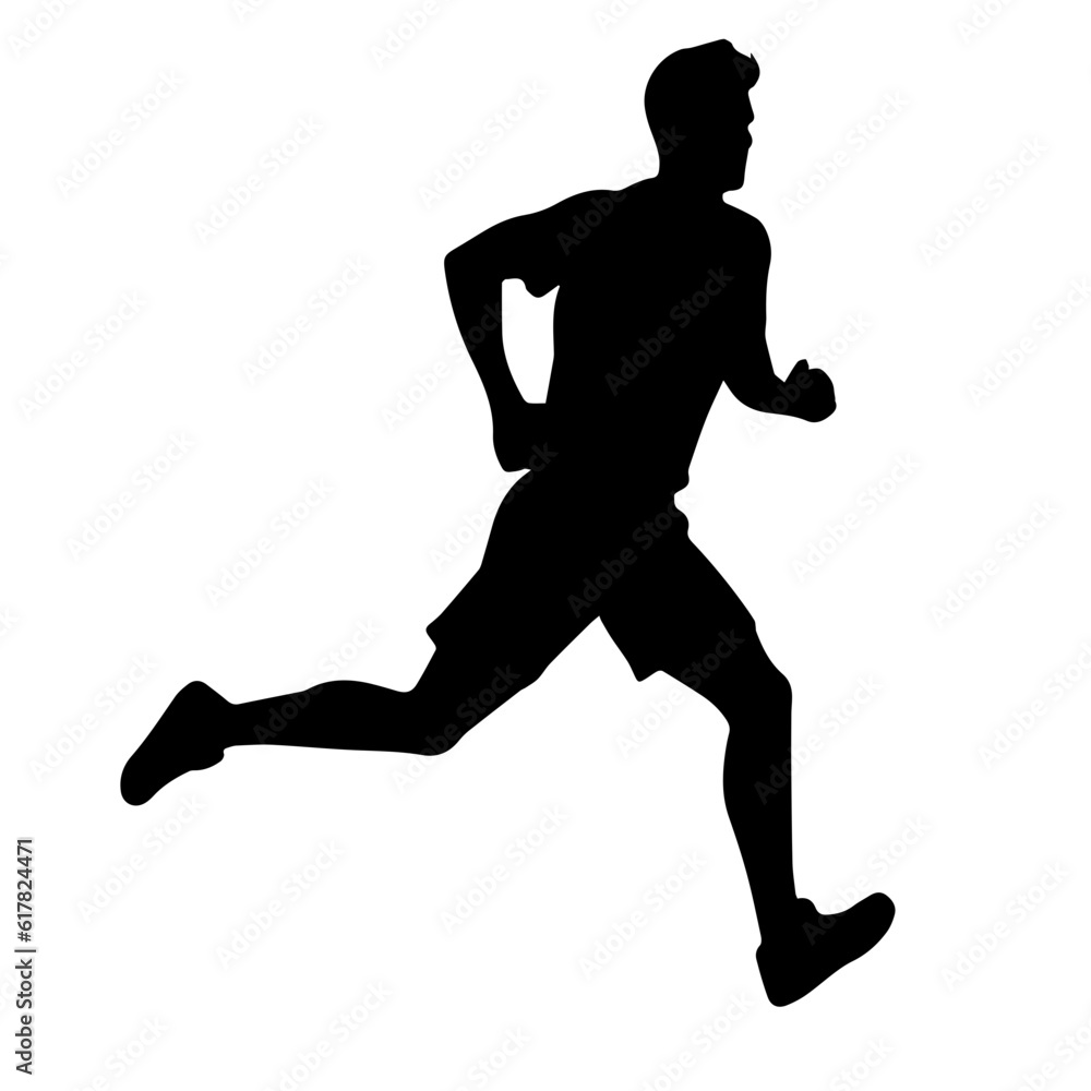 Silhouette of a running man or jogger or sprinter