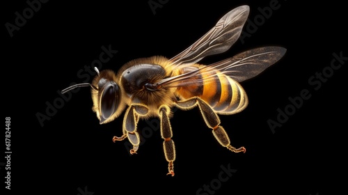 bee walk toward isolated on transparent background.Generative AI © sudipdesign