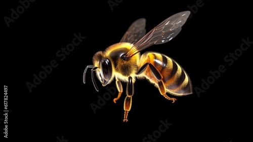 bee walk toward isolated on transparent background.Generative AI © sudipdesign