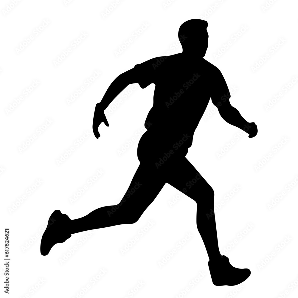 Silhouette of a running man or jogger or sprinter Silhouette of a running man or jogger or sprinter