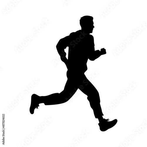 Silhouette of a running man or jogger or sprinter