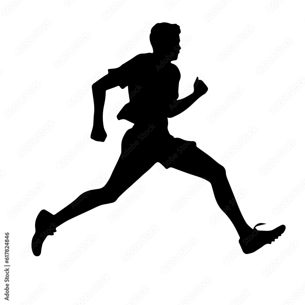 Silhouette of a running man or jogger or sprinter Silhouette of a running man or jogger or sprinter