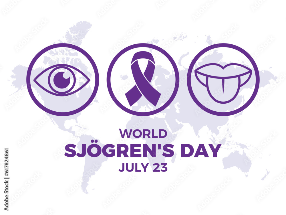 World Sjogren's Day poster with purple ribbon vector illustration