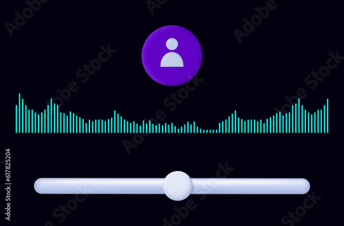 Soundtrack, audio track, wiretapping, volume slider. 
Listening to a telephone conversation, speech module, recording readings, podcast. Adjust, decrease the sound level. Radio wave, track. Vector 3d.