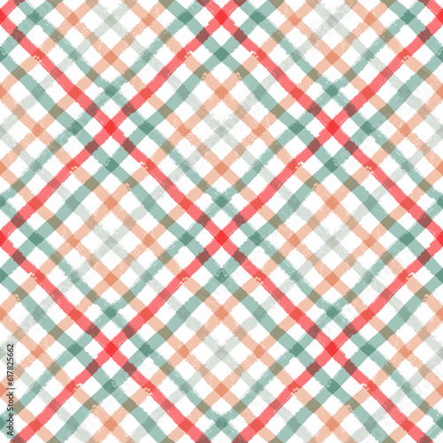 Gingham seamless pattern. Watercolor pastel lines texture for shirts, plaid, tablecloths, clothes, bedding, blankets, makeup wrapping paper. vector checkered summer girly print