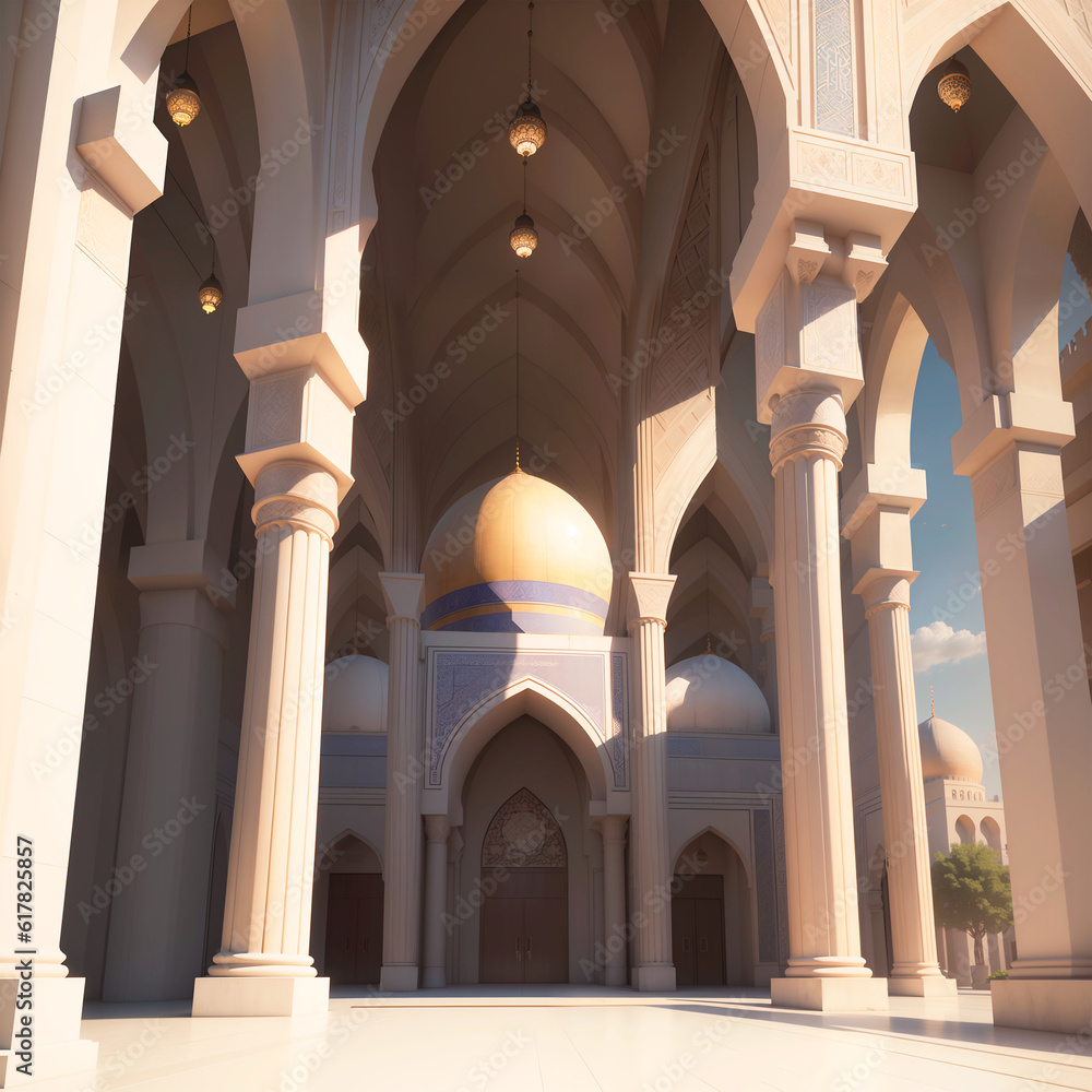 mosque entrance, architecture, AI generated
