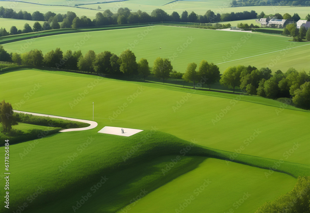 Obraz premium green grassy park field outdoors concept, generated by ai