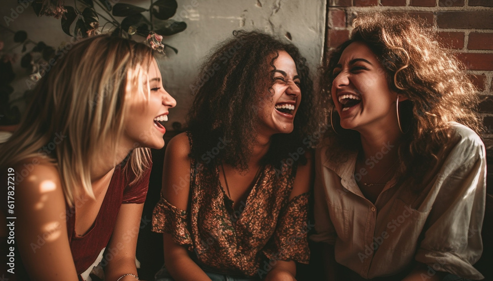 Group of carefree young adults bond over nightlife clubbing excitement generated by AI Group of carefree young adults bond over nightlife clubbing excitement generated by AI
