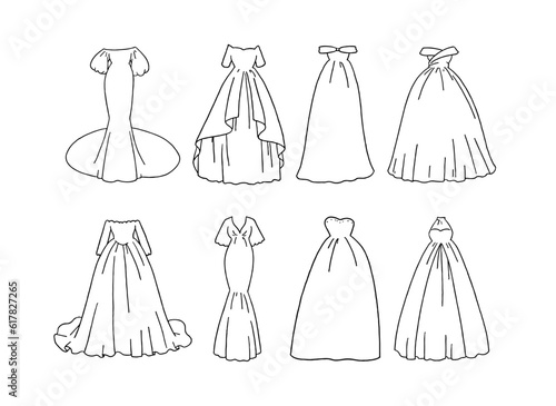 白のドレスのイラストセット