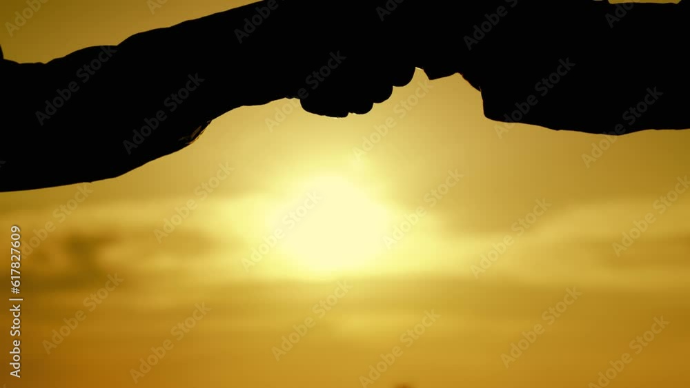 handshake silhouette, bargain people, sunset hands together, teamwork