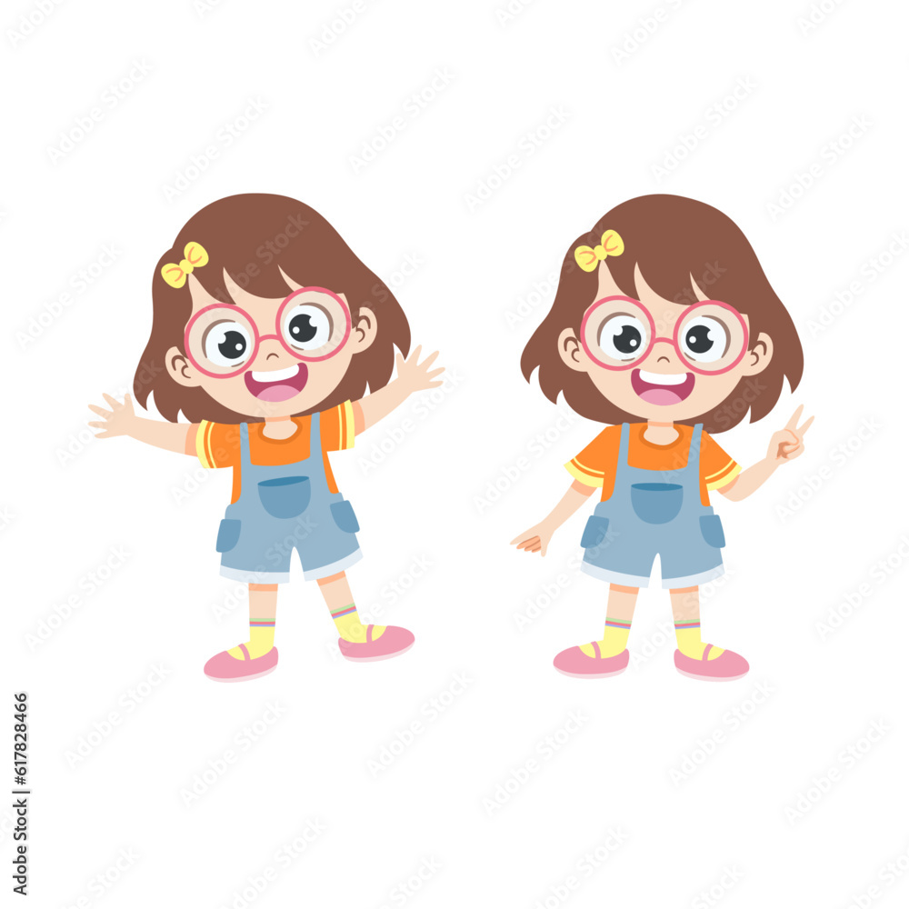 Vector cute little kid feeling happy Vector cute little kid feeling happy