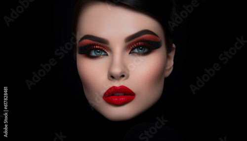 Beautiful woman with elegance and sensuality in fine art portrait generated by AI