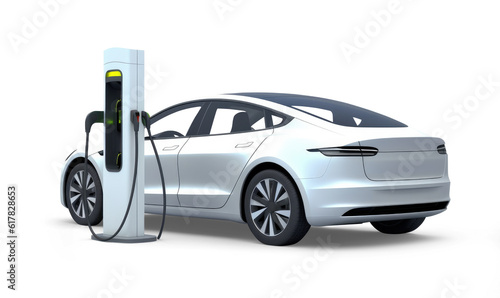 Electric car refueling at a charging point