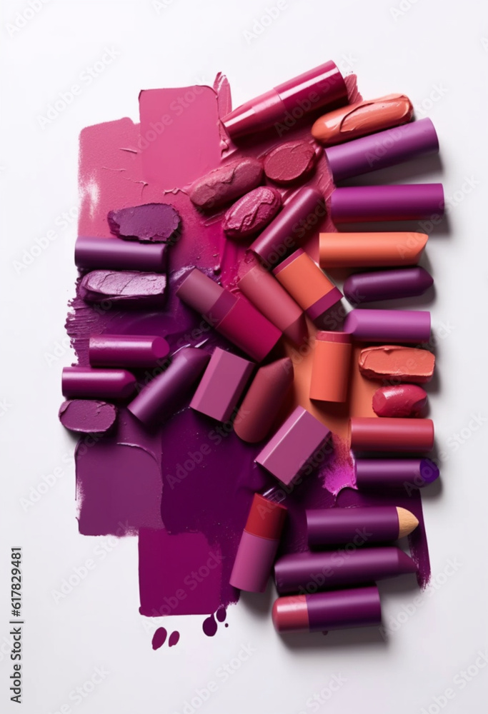 Vibrant Lipstick Palette Colorful Collage of Beauty generative AI