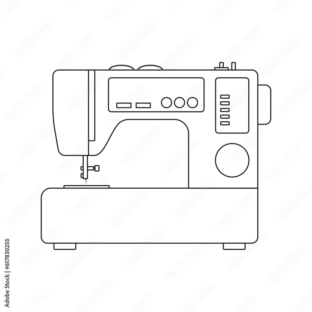 The icon of a modern sewing machine for sewing clothes on a white background.