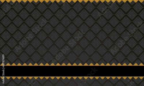 Black elegant background with vintage pattern and gold accent