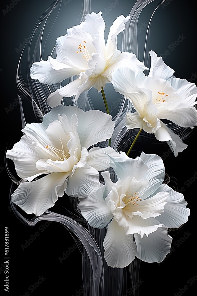 Fototapeta premium abstract iris petals, black and white illustration. Generative AI