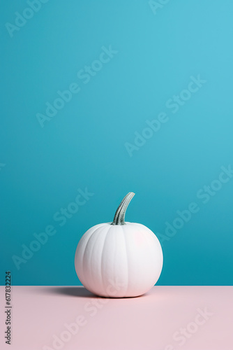 A white pumpkin sitting on top of a table. Generative AI.