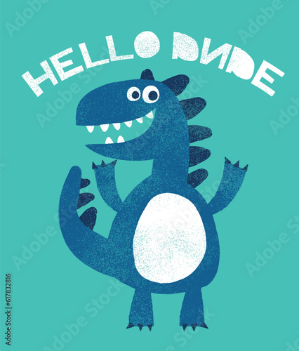 print design for baby fashion with cute dinosaur drawing as vector