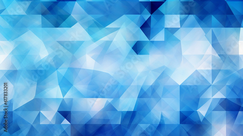 blue white turquoise abstract background for design. Geometric shapes. Triangles, squares, stripes, lines. Color gradient. Generative AI