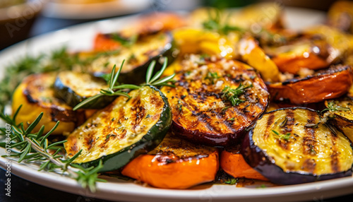 Grilled vegetable plate, gourmet meal, healthy eating, cooked close up generated by AI