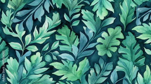 Wallpaper Mural Foliage texture, watercolor, seamless pattern. Generative AI Torontodigital.ca