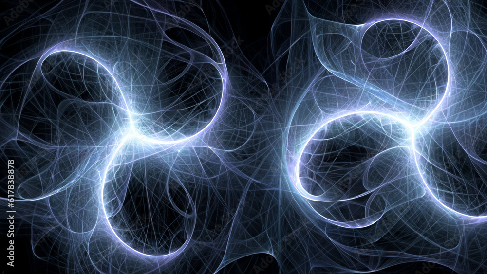 Obraz premium Abstract electrifying lines, smoky fractal pattern, digital illustration art work of rendering chaotic dark background