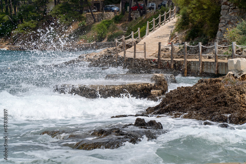 waves on the promenade through the place