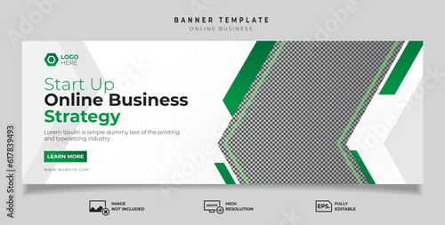 Marketing business banner template. Online business banner premium vector. web banner template