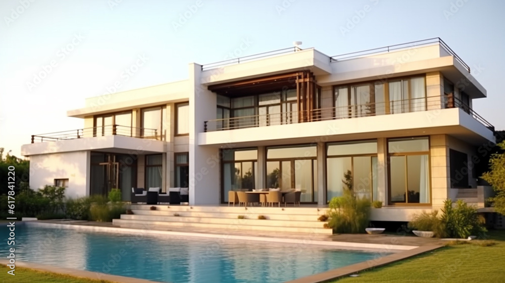 huge luxury modern house for large family for country life. Generative AI