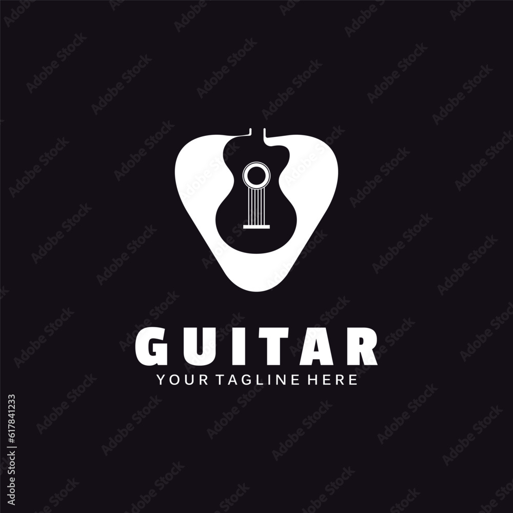 Guitar musical instrument Logo template with simple shape. Guitar musical instrument Logo template with simple shape.