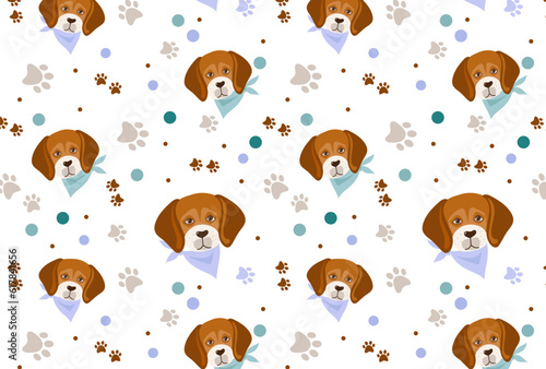 Beagle  pet dog cartoon vector illustration seamless pattern texture background wallpaper.
