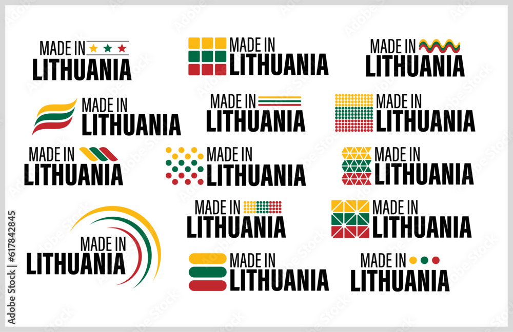 Made in Lithuania graphic and label set.