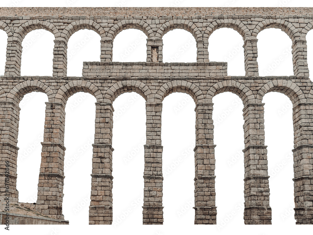 Ancient Roman aqueduct in Segovia, Spain, Europe travel background