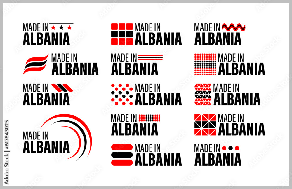 Made in Albania graphic and label set.