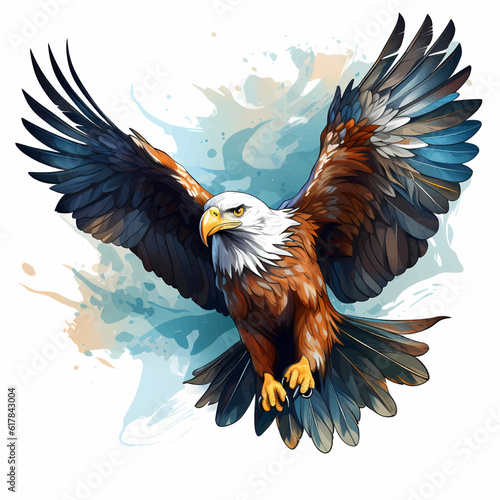Print op canvas Vector illustration of an eagle with it's wings wide spread preparing to catch p