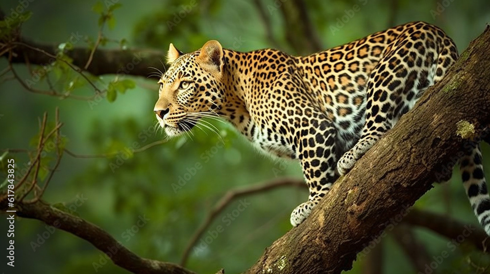 leopard (Panthera pardus). AI generative - obrazy, fototapety, plakaty 