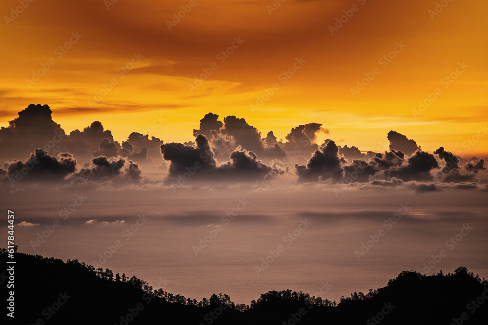 Colorful sunset sky background in Golden Sky Hour