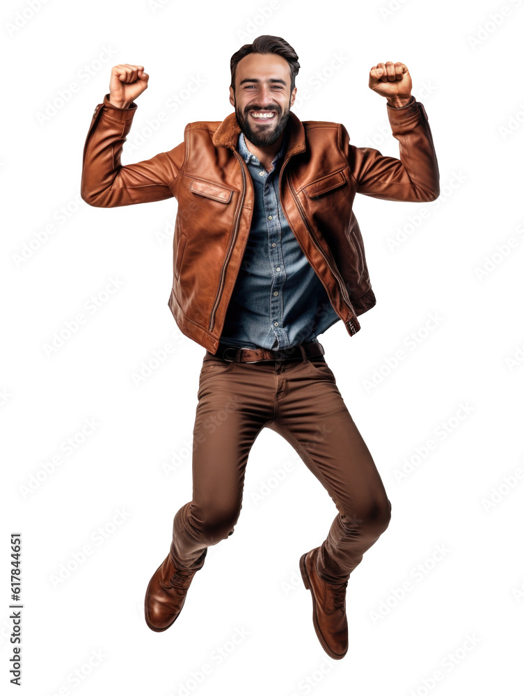 Handsome, attractive young jumping man celebrating. Man isolated in transparent png. Full body, full lenght studio portrait. Handsome, attractive young jumping man celebrating. Man isolated in transparent png. Full body, full lenght studio portrait.