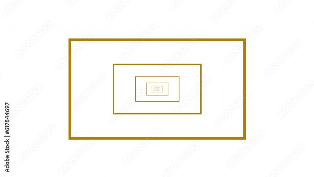 Infinite tunnel square loop animation. Golden yellow color line. Infinite tunnel square loop animation. Golden yellow color line.