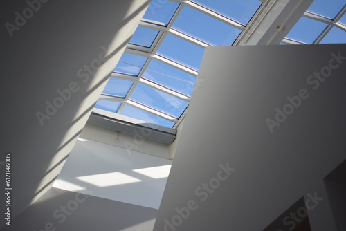 skylight from clear sky in museum of applied art (museum for kunsthandwerk) by Richard Meier in Frankfurt, Germany photo