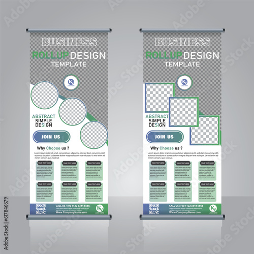 Roll up banner standee design layout with geometric elements photo