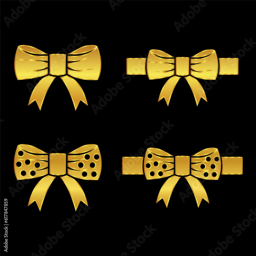 bow tie icon in gold colored, necktie icon