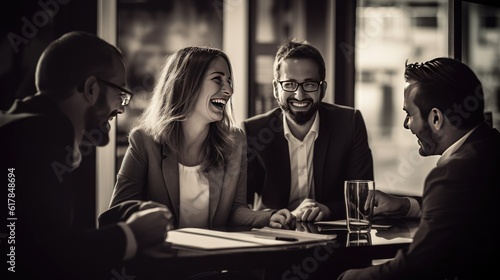 People smiling during business meeting