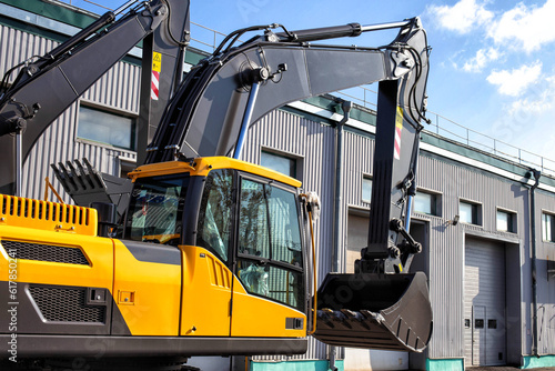 Sale of new excavators in a company selling special equipment, industry
